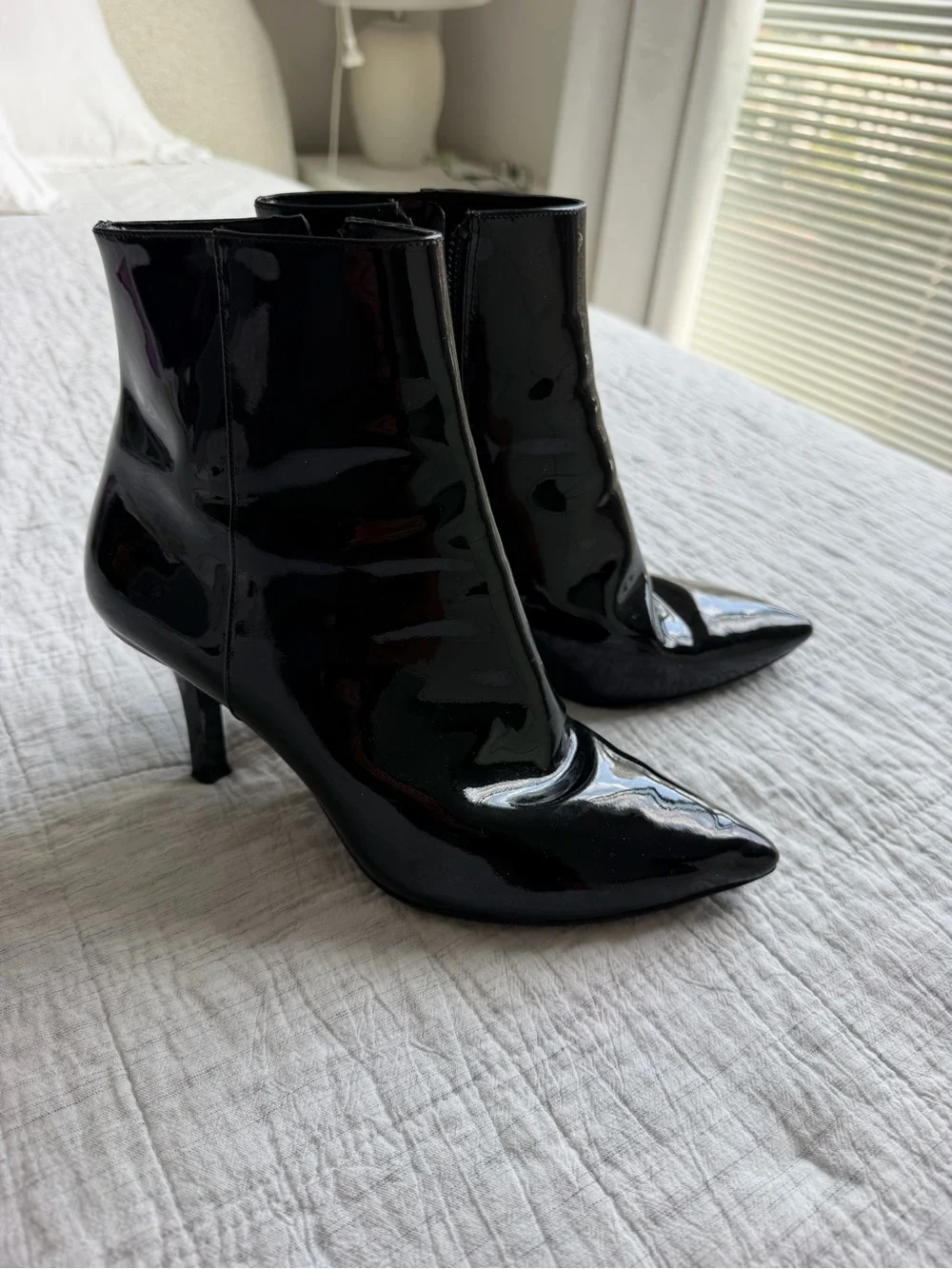 Michael Kors Black Patent Pointed Toe Stiletto Ankle Boots